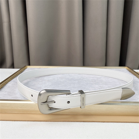 Y*L belts in leather 25mm silver hardware white