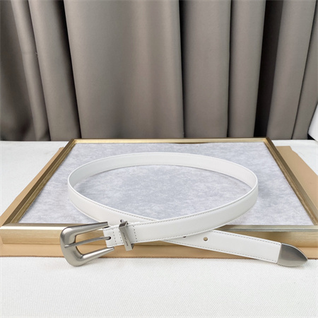 Y*L belts in leather 25mm silver hardware white