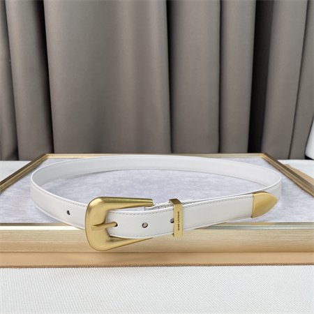 Y*L belts in leather 25mm gold hardware white