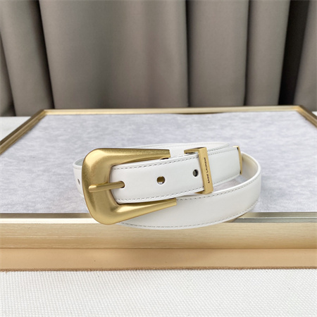 Y*L belts in leather 25mm gold hardware white