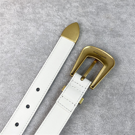 Y*L belts in leather 25mm gold hardware white