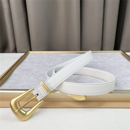 Y*L belts in leather 25mm gold hardware white