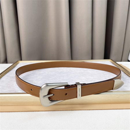 Y*L belts in leather 25mm silver hardware brown