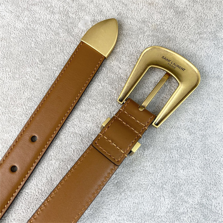 Y*L belts in leather 25mm gold hardware brown