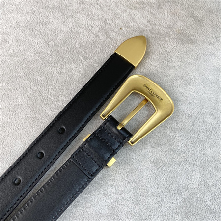 Y*L belts in leather 25mm gold hardware black