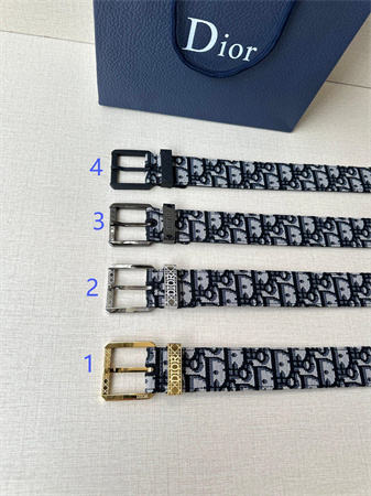 D*or belts in blue jacquard canvas & calfskin 35mm hardware color options