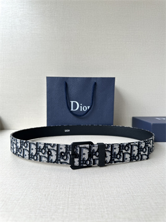 D*or belts in blue jacquard canvas & calfskin 35mm hardware color options