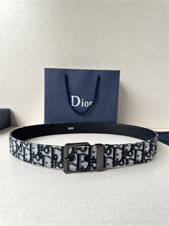 D*or belts in blue jacquard canvas & calfskin 35mm hardware color options