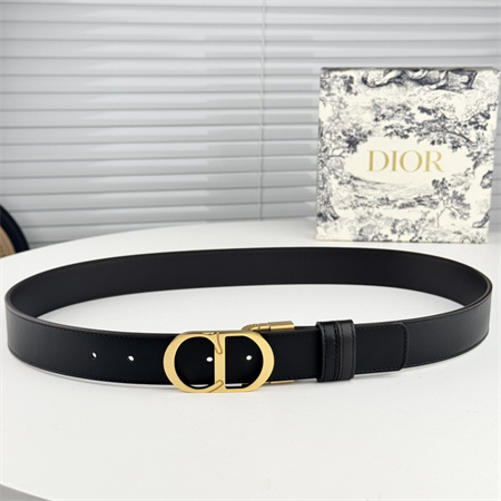 D*or belts in black calfskin 35mm gold hardware