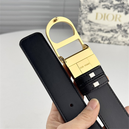 D*or belts in black calfskin 35mm gold hardware