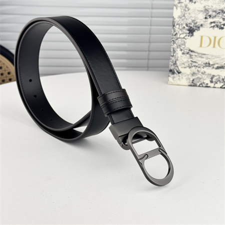 D*or belts in black calfskin 35mm pewter color hardware