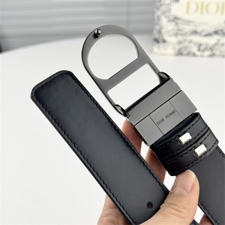 D*or belts in black calfskin 35mm pewter color hardware
