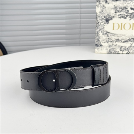 D*or belts in black calfskin 35mm pewter color hardware
