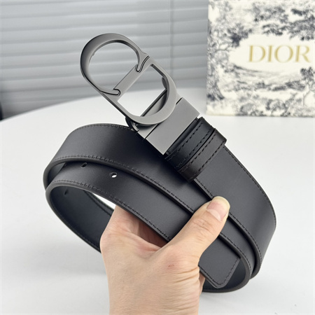 D*or belts in black calfskin 35mm pewter color hardware