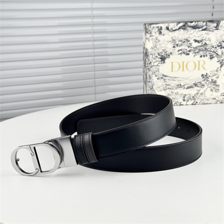 D*or belts in black calfskin 35mm silver hardware