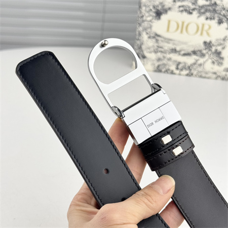 D*or belts in black calfskin 35mm silver hardware