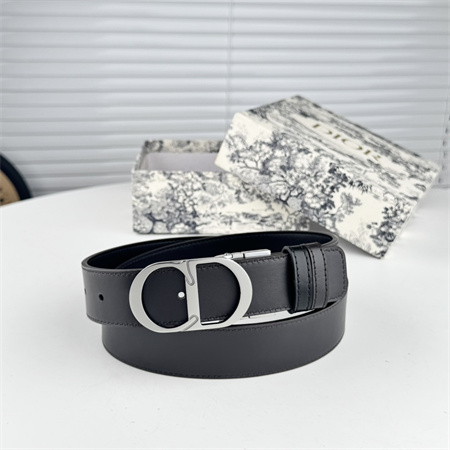 D*or belts in black calfskin 35mm silver hardware