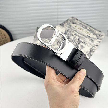 D*or belts in black calfskin 35mm silver hardware