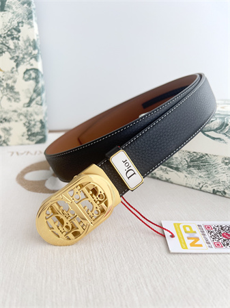 D*or belts in calfskin black/brown 35mm gold hardware