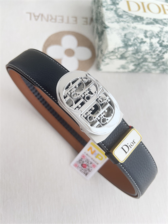 D*or belts in calfskin black/brown 35mm silver hardware