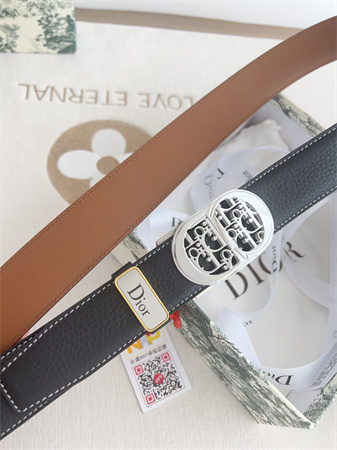 D*or belts in calfskin black/brown 35mm silver hardware