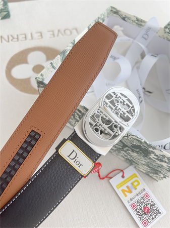 D*or belts in calfskin black/brown 35mm silver hardware