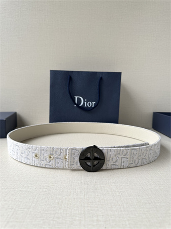 D*or belts in beige jacquard canvas & calfskin 35mm black hardware