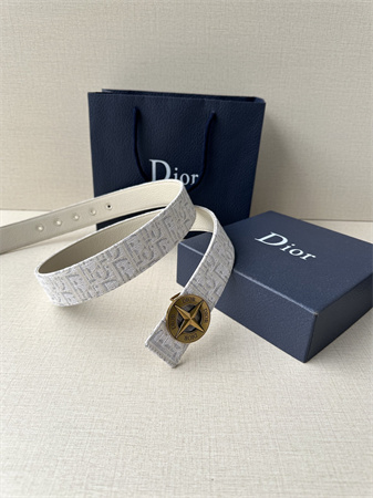 D*or belts in beige jacquard canvas & calfskin 35mm gold hardware