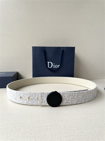 D*or belts in beige jacquard canvas & calfskin 35mm black hardware