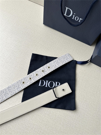 D*or belts in beige jacquard canvas & calfskin 35mm black hardware
