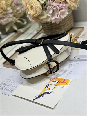 CD Saddle Bag Smooth Calfskin White/Black