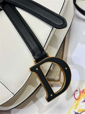 CD Saddle Bag Smooth Calfskin White/Black