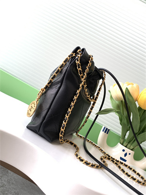 Cha.nel 22 Mini Handbag Grained Calfskin Gold Tone Metal Black AS3980