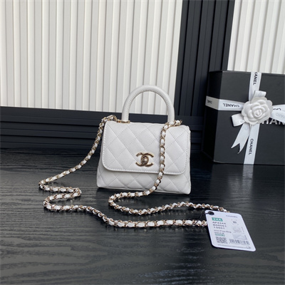 Ch*el clutch with chain grained calfskin & gold-tone metal white ap4244