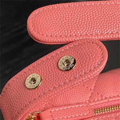 Ch*el small hobo bag grained calfskin & gold-tone metal pink ap4386