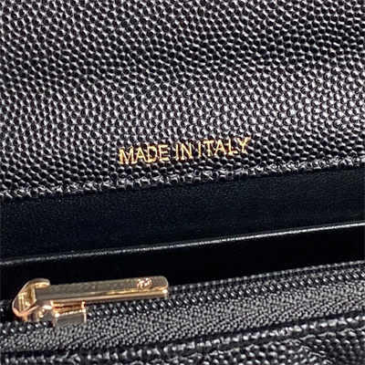 Ch*el clutch with chain grained calfskin & gold-tone metal black ap4406