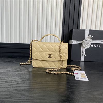 Ch*el clutch with chain grained calfskin & gold-tone metal beige ap4406