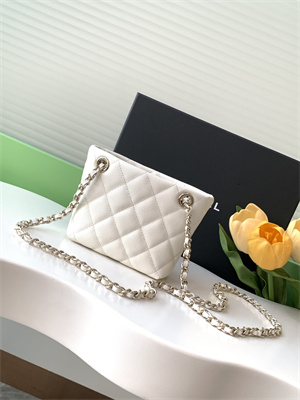 Ch*el classic clutch with chain grained calfskin & gold-tone metal white ap4422
