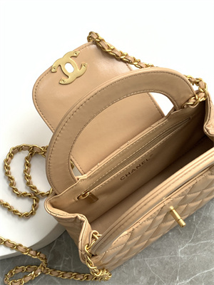 Cha.nel Mini Shopping Bag Kelly Bag Shiny Aged Calfskin Gold-Tone Metal Beige AS4416