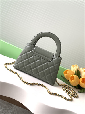 Cha.nel Mini Shopping Bag Kelly Bag Shiny Aged Calfskin Gold-Tone Metal Kaki Green AS4416