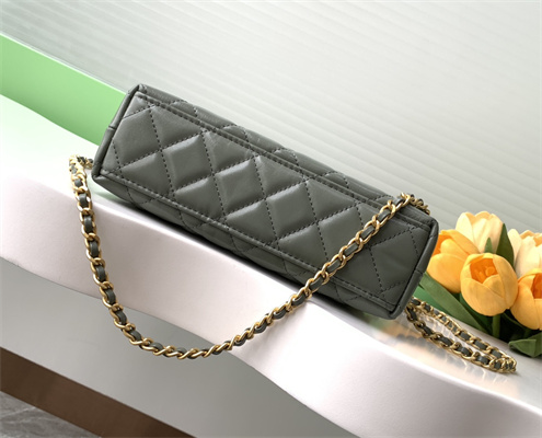 Cha.nel Mini Shopping Bag Kelly Bag Shiny Aged Calfskin Gold-Tone Metal Kaki Green AS4416