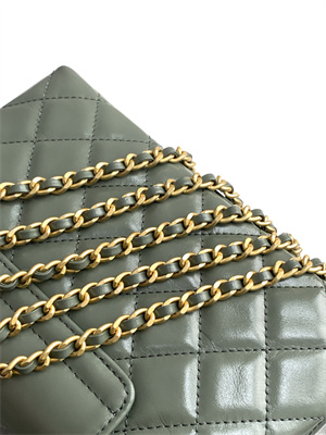 Cha.nel Mini Shopping Bag Kelly Bag Shiny Aged Calfskin Gold-Tone Metal Kaki Green AS4416