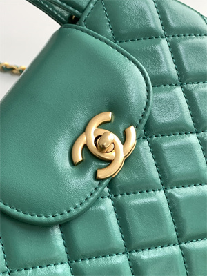 Cha.nel Mini Shopping Bag Kelly Bag Shiny Aged Calfskin Gold-Tone Metal Green AS4416