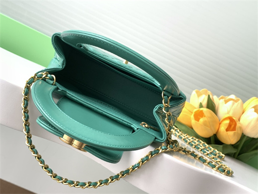 Cha.nel Mini Shopping Bag Kelly Bag Shiny Aged Calfskin Gold-Tone Metal Green AS4416