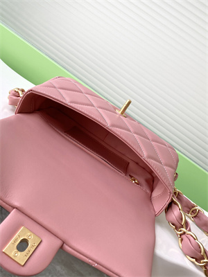 Cha.nel Small Flap Bag Lambskin & Gold-Tone Metal Pink AS5174