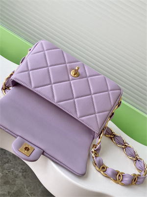 Cha.nel Small Flap Bag Lambskin & Gold-Tone Metal Lt Purple AS5174