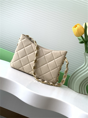 Cha.nel Hobo Handbag Lambskin & Gold-Tone Metal Beige AS5177