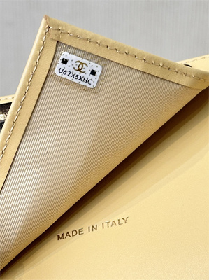 Ch*el small flap wallet tri-fold grained calfskin gold tone metal beige a82288