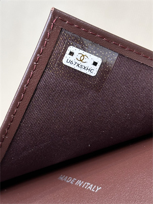 Ch*el small flap wallet tri-fold lambskin silver tone metal black a82288