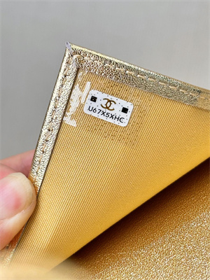Ch*el small flap wallet tri-fold lambskin gold tone metal gold a82288